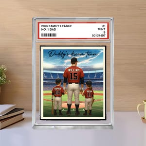 Targa in acrilico personalizzata con numero 1 del baseball, papà, nonno e bambini, regalo per la festa del papà per la famiglia del baseball.