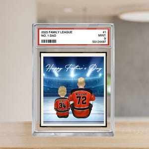 Plaque acrylique personnalisée, carte à collectionner Hockey n° 1, papa, grand-père, homme et enfants, cadeau d'anniversaire pour la fête des pères pour amateur de hockey, joueur de hockey