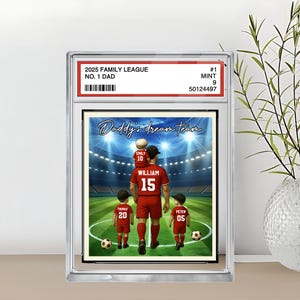 Targa in acrilico personalizzata con il nome del papà calciatore, nonno, uomo e bambini, in stile carta da collezione, regalo per la festa del papà per papà calciatore e marito.