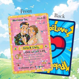 Regalo de anime personalizado para él, tarjeta de amor estilo Poke, regalo de pareja con foto personalizada, regalo de esposa para esposo, regalo de novio gamer, regalo de boda