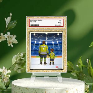Regalo para abuelos, tarjeta coleccionable n.° 1 de hockey, hombre y niños, estilo 2D, tarjeta billetera personalizada de hockey para papá, regalo del Día del Padre para papá, el equipo soñado de papá