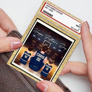 Carte de basket-ball n° 1 pour papa et enfants 2D, carte portefeuille personnalisée pour papa de basket-ball, cadeau de fête des pères pour papa, carte de famille personnalisée