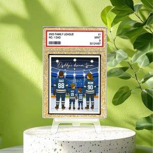 Tarjeta coleccionable personalizada de hockey n.° 1 para papá, hombre y niños, estilo 2D, tarjeta de billetera para papá, regalo para el Día del Padre, el equipo soñado de papá, regalo para el abuelo