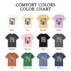 Vintage Twilight stamp shirt featuring retro postage-style graphics inspired by the Twilight saga, including Forks Washington, classic red truck, vampire fangs, wolves, apple, and chess piece. Printed on premium Comfort Colors or Gildan cotton tee for a soft and durable fit. Perfect gift for Twilight fans, book lovers, or movie marathon nights. Cozy fan apparel with aesthetic retro vibes, ideal for everyday casual wear or as a unique fandom collectible shirt.