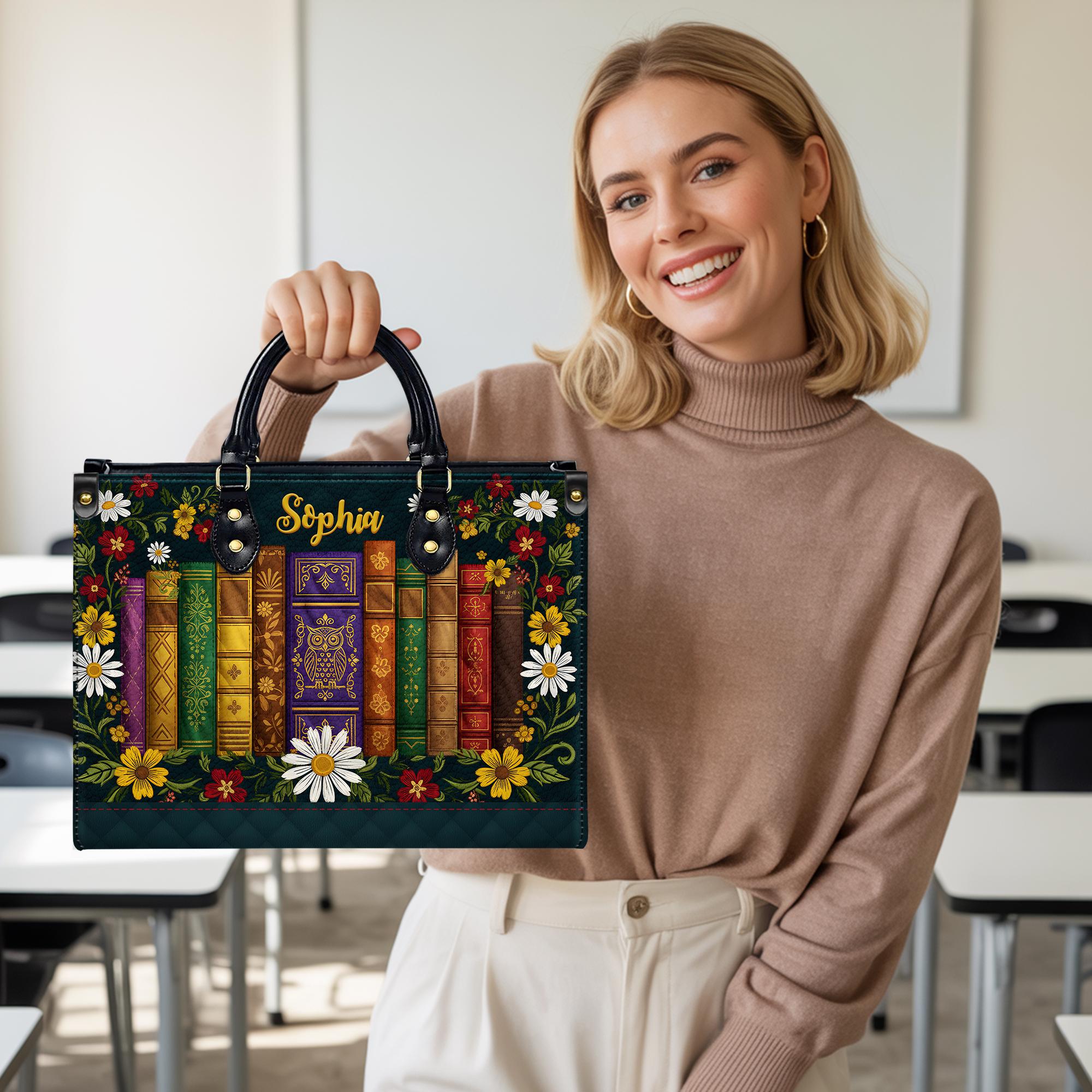 Discover Personalized Leather Handbag for Book Lovers with Custom Name
