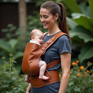 Portabebés de cuero personalizado / Perfecto para recién nacidos y niños pequeños / Ideal para uso diario y paseos por la naturaleza / Comodidad y seguridad