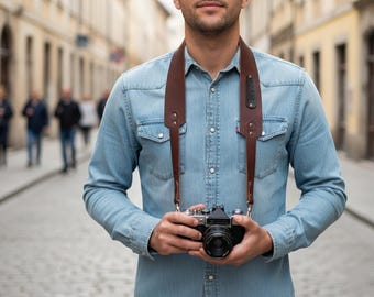 Camera Strap DIY Pattern | Handmade Leather Strap Sewing Template | Adjustable Neck Strap PDF | Photographer Gift Project