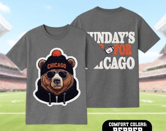 Sunday's Are for Chicago Football Faux Yarn Comfort Color T Shirt,Chicago Game Day Fan Crewneck, Chicago Bear Fan Sweatshirt, Football fan
