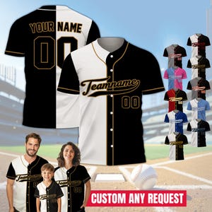Chemise de baseball d'équipe personnalisée avec nom et numéro personnalisés, vêtements de sport pour enfants, style à fines rayures boutonnées, cadeau pour les amateurs de baseball