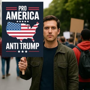 Pro America Anti-Trump Protest Sign PRINTABLE, Anti-Trump Poster Sign, Political Activist Rally Sign, Digital Download