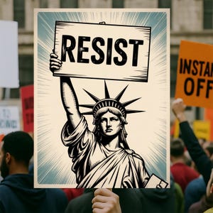 Statue of Liberty holding Resist Protest Sign PRINTABLE, Anti-Trump Poster Sign, Political Activist Rally Sign, Digital Download
