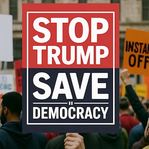 Stop Trump, Save Democracy Protest Sign Protest Sign PRINTABLE, Anti-Trump Poster Sign, Political Activist Rally Sign, Digital Download