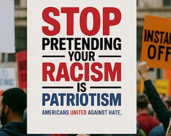 Plakat protestacyjny przeciwko rasizmowi do druku, plakat na wiec aktywistów (do pobrania w wersji cyfrowej)