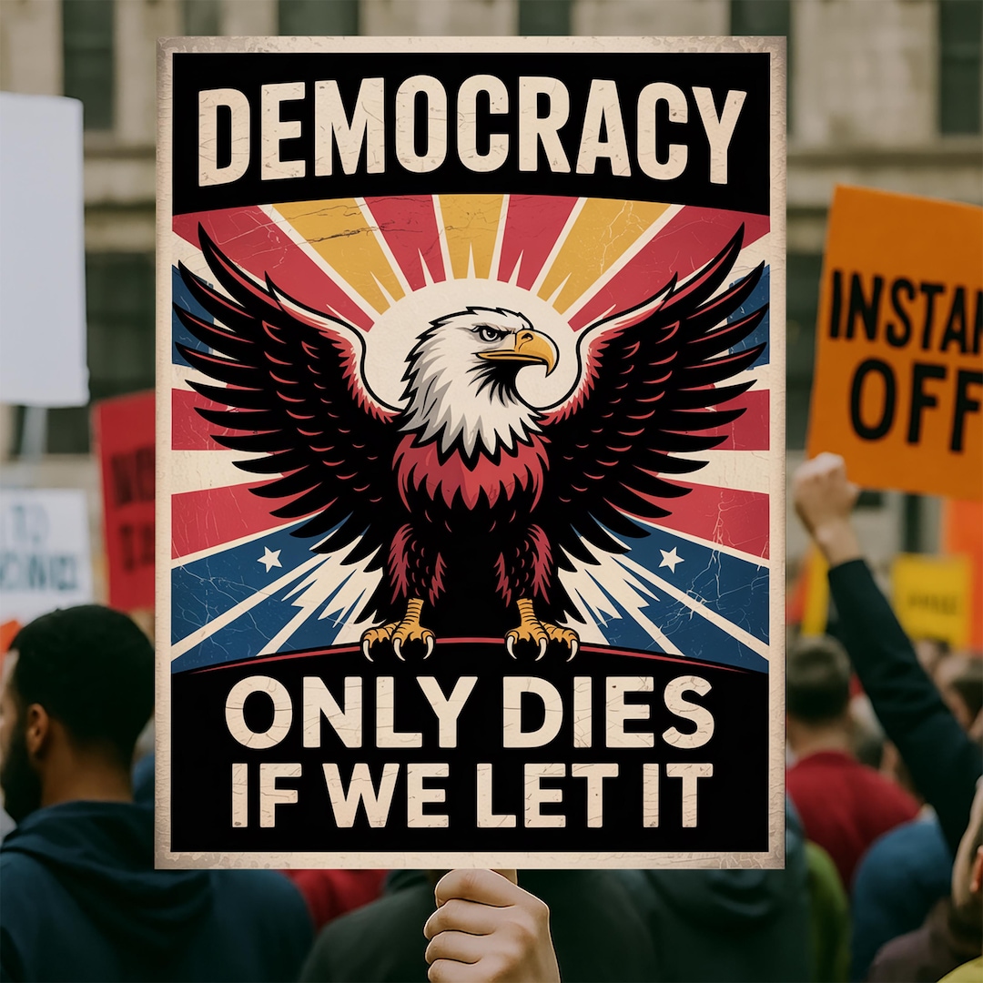 Democracy Eagle Protest Sign, Political Activist Poster (digital ...
