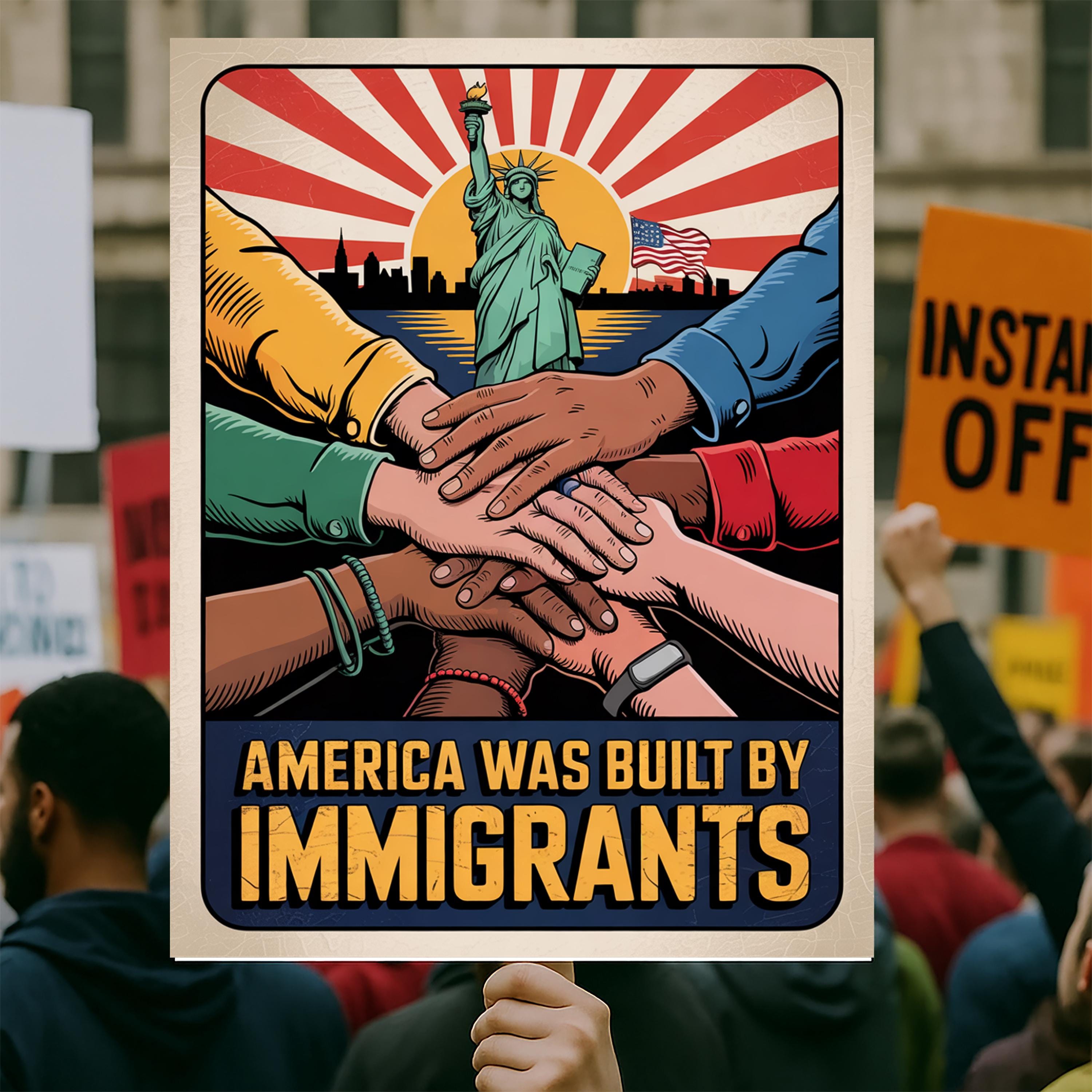 America Was Built by Immigrants Protest Sign PRINTABLE, Anti-trump ...