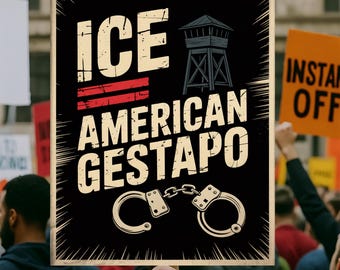 Znieść ICE Znak protestu przeciwko prawom imigracyjnym dotyczący praw człowieka DO DRUKU, Znak plakatu antytrumpowskiego, Znak wiecu aktywistów politycznych, Pobieranie cyfrowe
