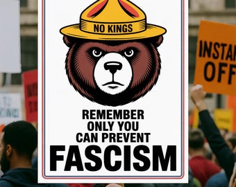 No Kings Protest Sign, Anti-Fascism Poster, Political Rally Art (Digital Download)