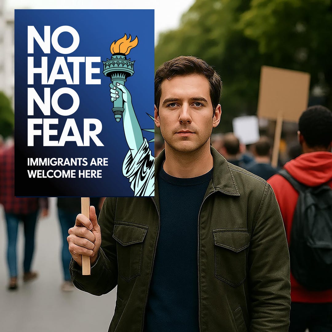 Immigation Boot Sign Immigration Reform Protest Sign, Statue of Liberty Art (digital ...
