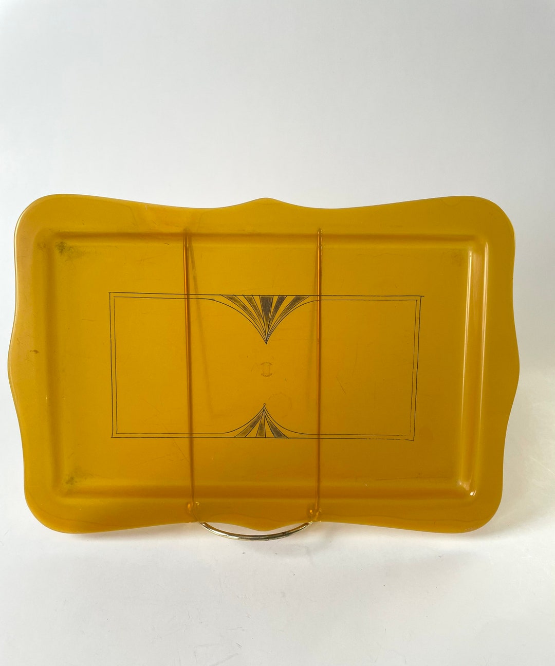 Vintage Art Deco Vanity Tray Amber Plastic Beverly Amerith Etsy