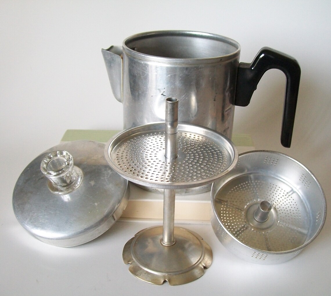 Vintage Coffee Percolator Century Aluminum Wear Glass Knob Etsy