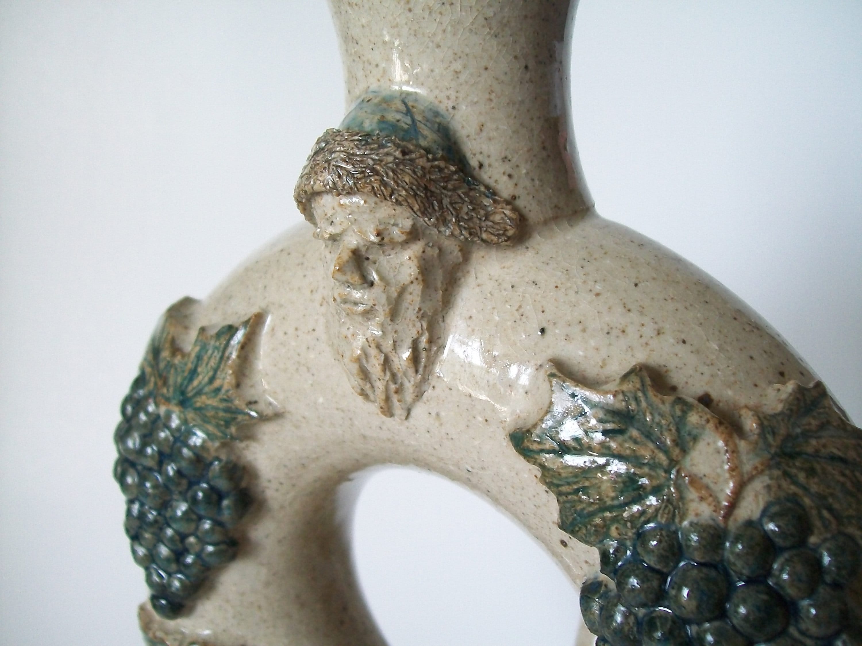 Vintage Pottery Wine Decanter/Cooler Pitcher, BACCHUS and Grapes