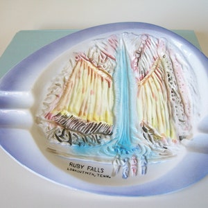 Vintage Ruby Falls Lookout Mountain Tennessee Ashtray, 1950s 1960s Souvenir