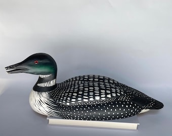 Vintage Common Loon Wood Decoy, Hand Carved and Painted by S.F. Hill, 160/500 December 1987 AS IS