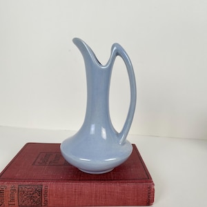 Vintage MCM Pale Periwinkle Blue Pottery Vase