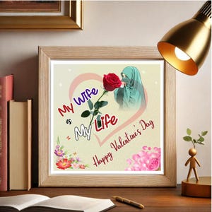 Gift for colleague, Cute Islamic Love Anniversary Valentines Greeting Card for Wife Husband, Thank you, Muslim card,  Jazakallah, Thanks,