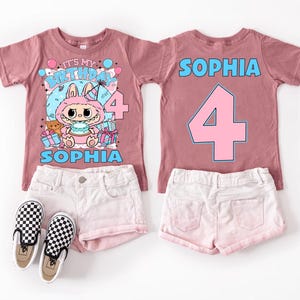 Labubu Custom  Birthday Girl Shirt Personalized Labubu Birthday Gift Custom Birthday Shirt Cute Birthday T-Shirt Custom Birthday Girl Tee