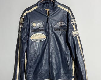 Vintage Swingster Michelin Racing Jacket Blue Yellow Zip Front Sz