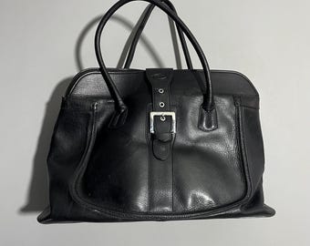Bolsa de luxo Tod's em couro preto com alça, 32 x 46 cm