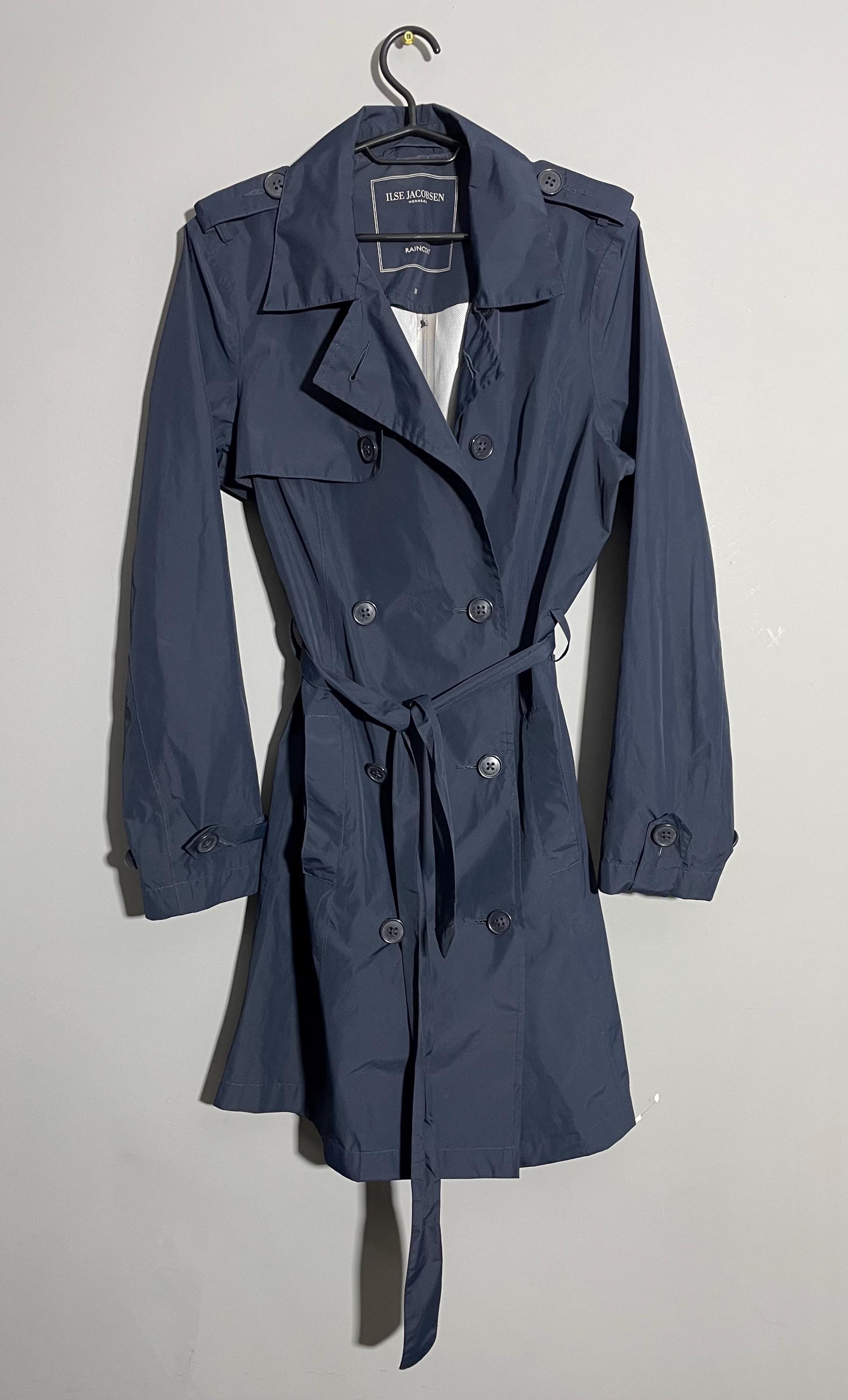 Ilse Yacobsen navy blue rain trench size 38