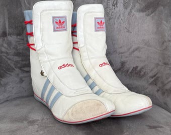 Adidas Boxen / Moto Racing Vintage Y2K Leder Frauen Stiefel Größe US 8