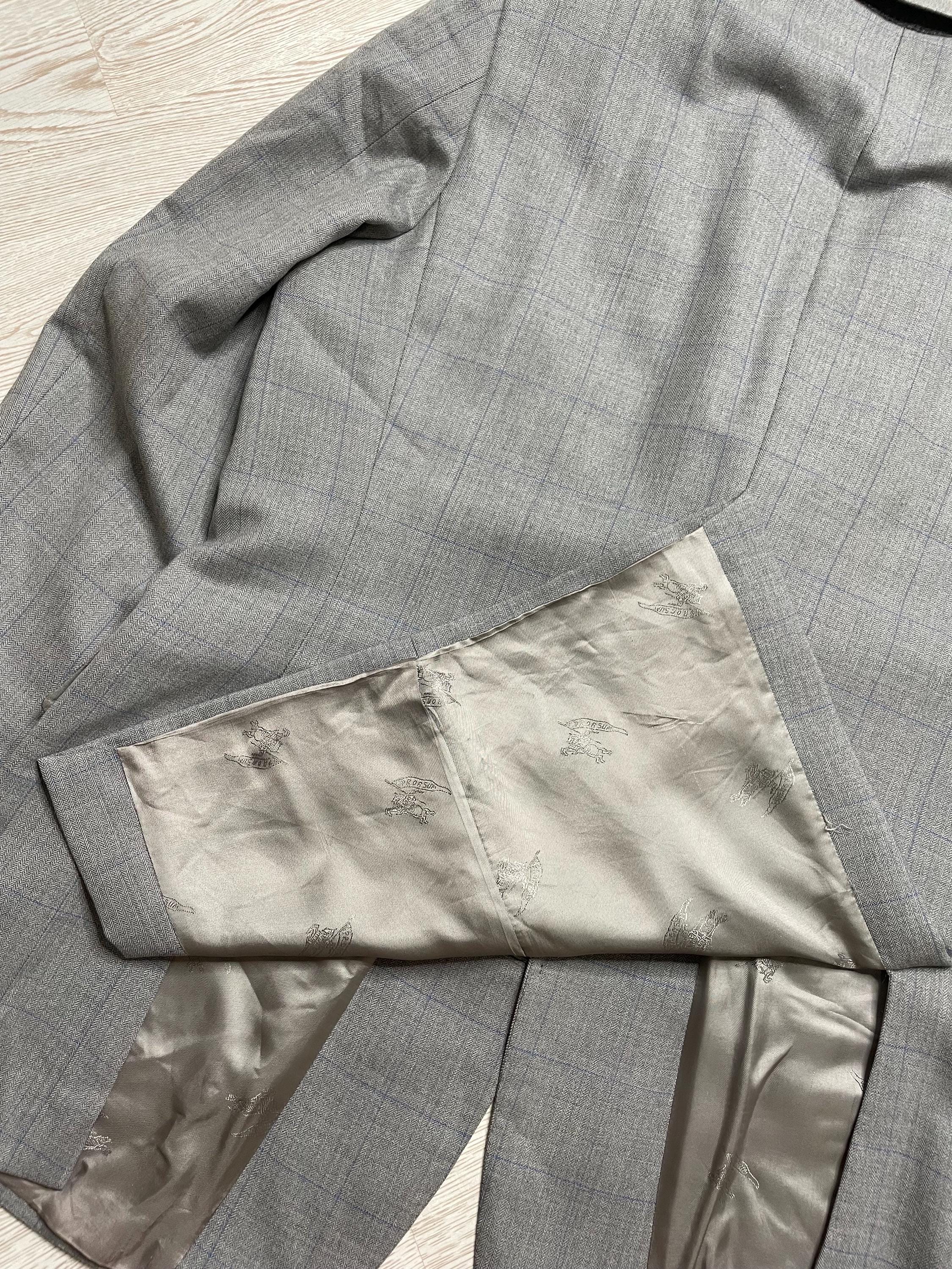 Burberry グレー ブレザー バーバリーのグレーのチェック柄ブレザー（サイズ52） - Etsy 日本