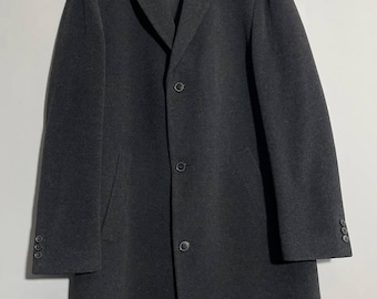 Hugo Boss Pure Cashmere Navy Long Trench Coat, Vintage Mens Double