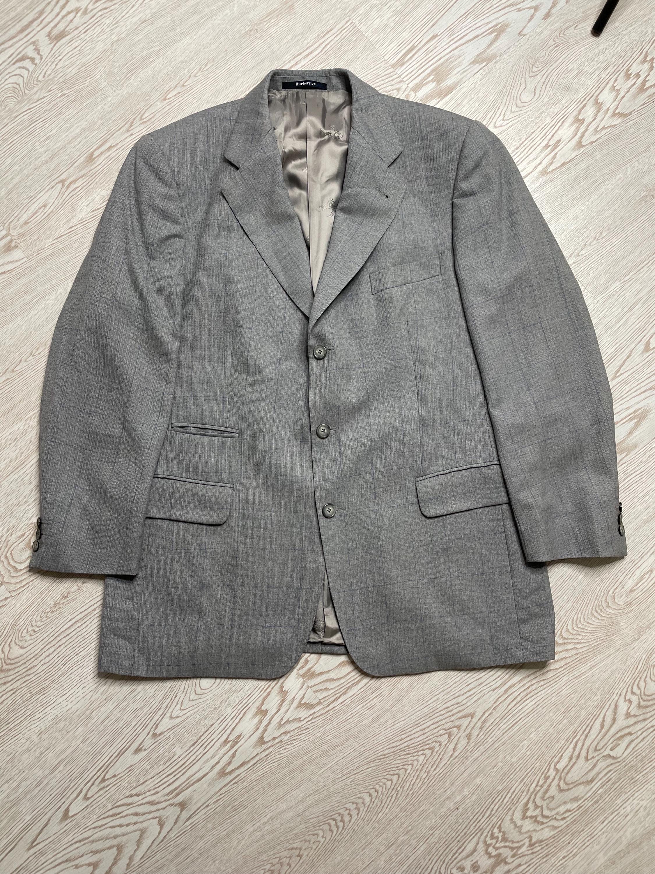 Burberry グレー ブレザー バーバリーのグレーのチェック柄ブレザー（サイズ52） - Etsy 日本