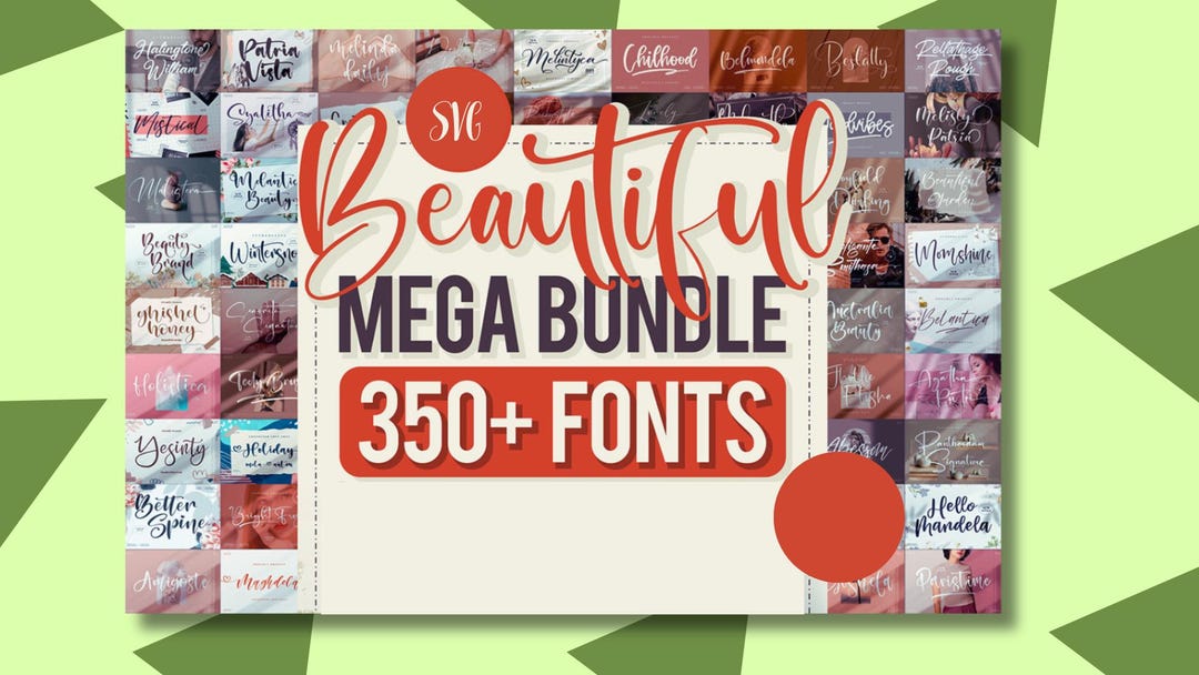 Beautiful Fonts Mega Bundle, Procreate Font, Vintage Canva Fonts ...