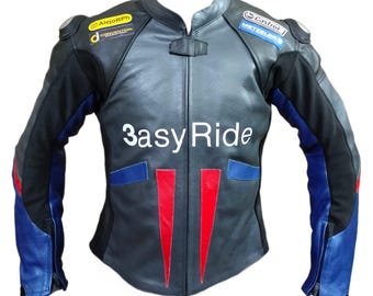 Chaqueta de motociclista de piel de vaca auténtica: logotipo personalizado, seguridad vial