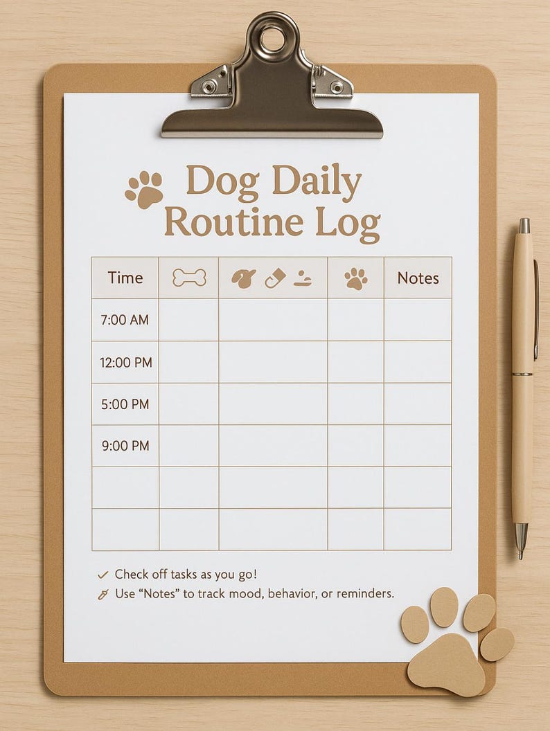 Dog Daily Routine Log | Printable Pet Care Tracker | Puppy Schedule ...