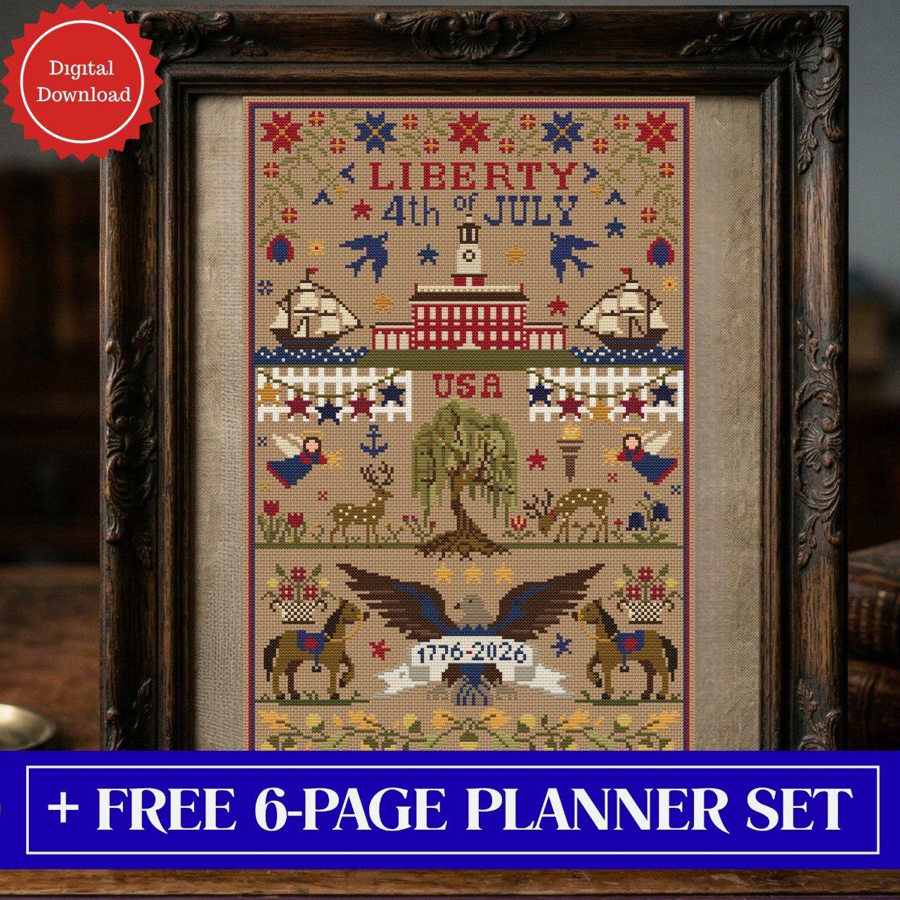 1776 America 250th Birthday Cross Stitch Pattern,patriotic Liberty Seal ...