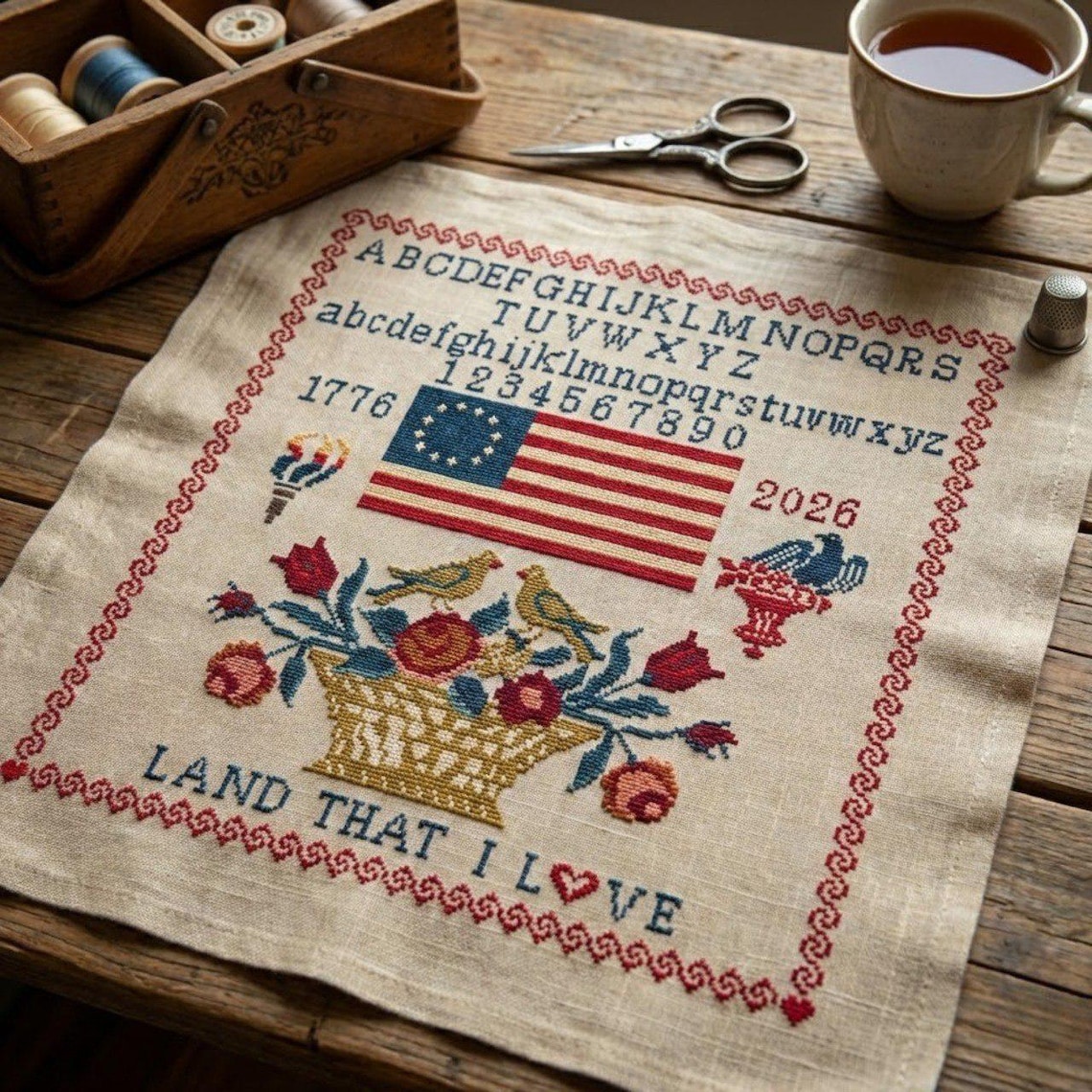 America 250th Birthday Cross Stitch Pattern-semiquincentennial 1776 ...