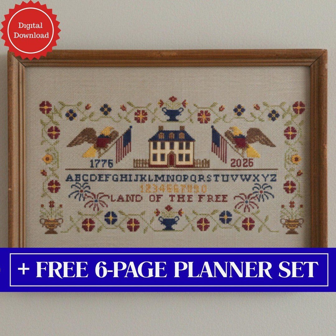 American 250th Anniversary Cross Stitch Pattern-patriotic 1776-land of ...