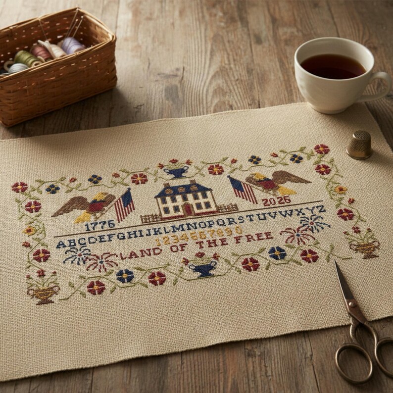 American 250th Anniversary Cross Stitch Pattern-patriotic 1776-land of ...