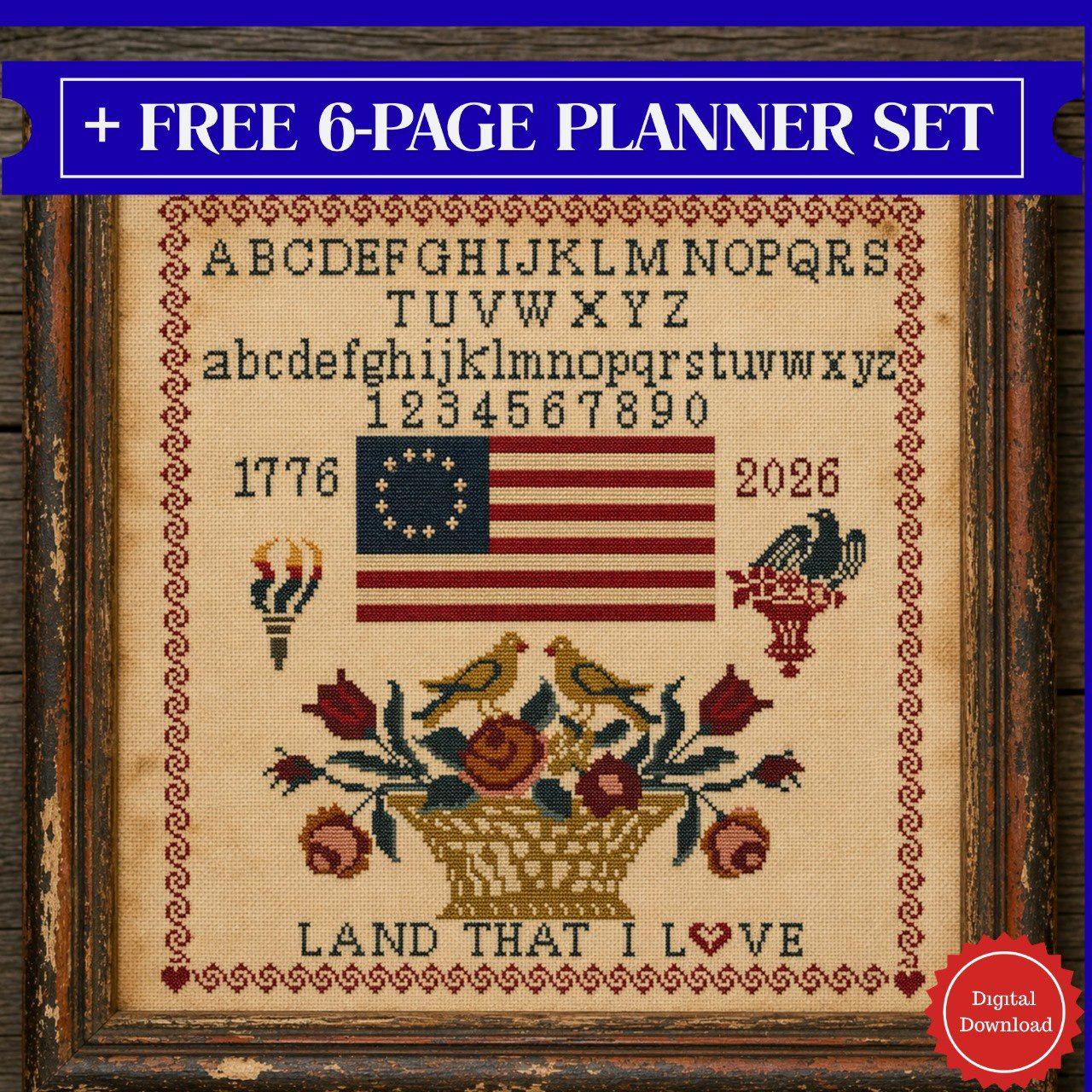 America 250th Birthday Cross Stitch Pattern-semiquincentennial 1776 ...