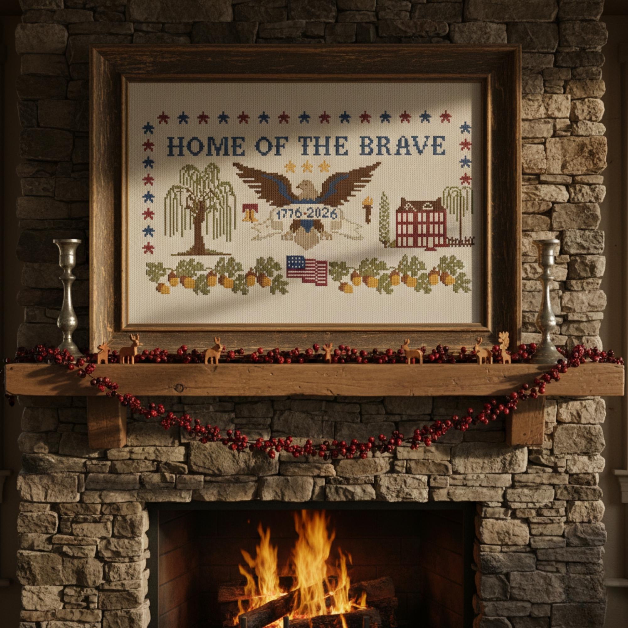 America 250 Home of the Brave 1776 Sampler-federal Eagle & Weeping ...