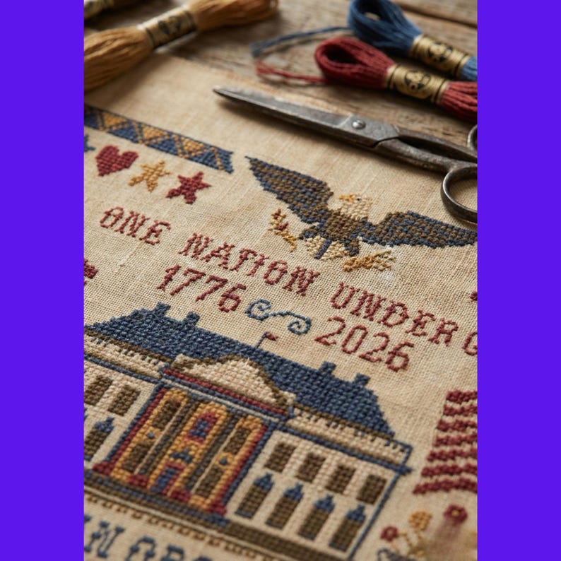 America 250 White House Sampler Cross Stitch-1776 Federal Eagle ...