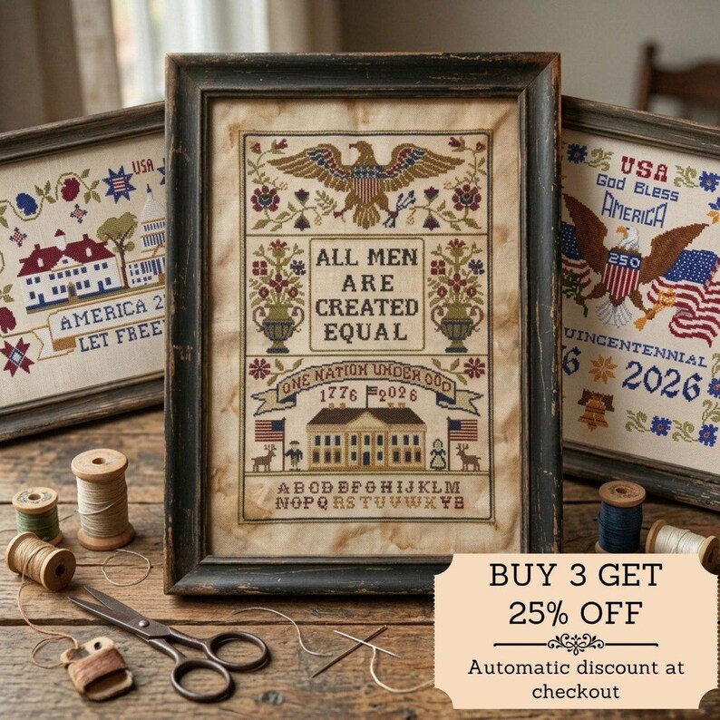 America 250th Anniversary Betsy Ross Cross Stitch Pattern: Primitive ...