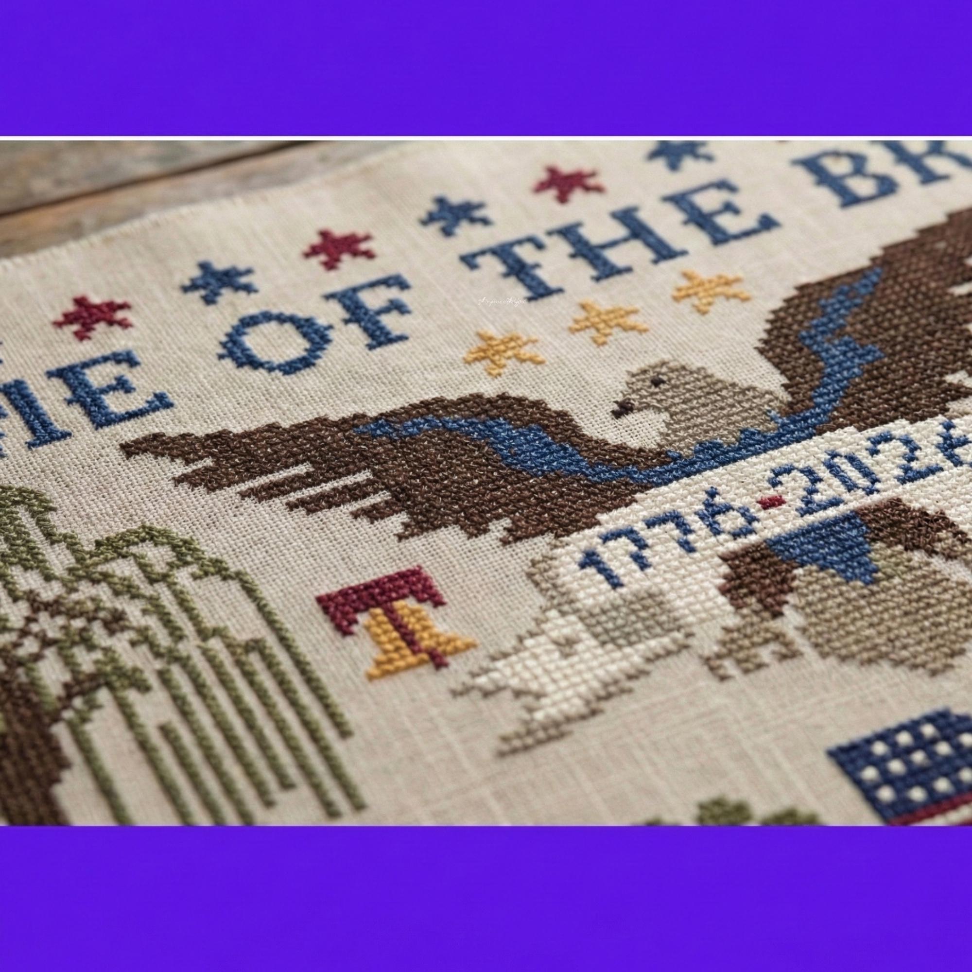 America 250 Home of the Brave 1776 Sampler-federal Eagle & Weeping ...