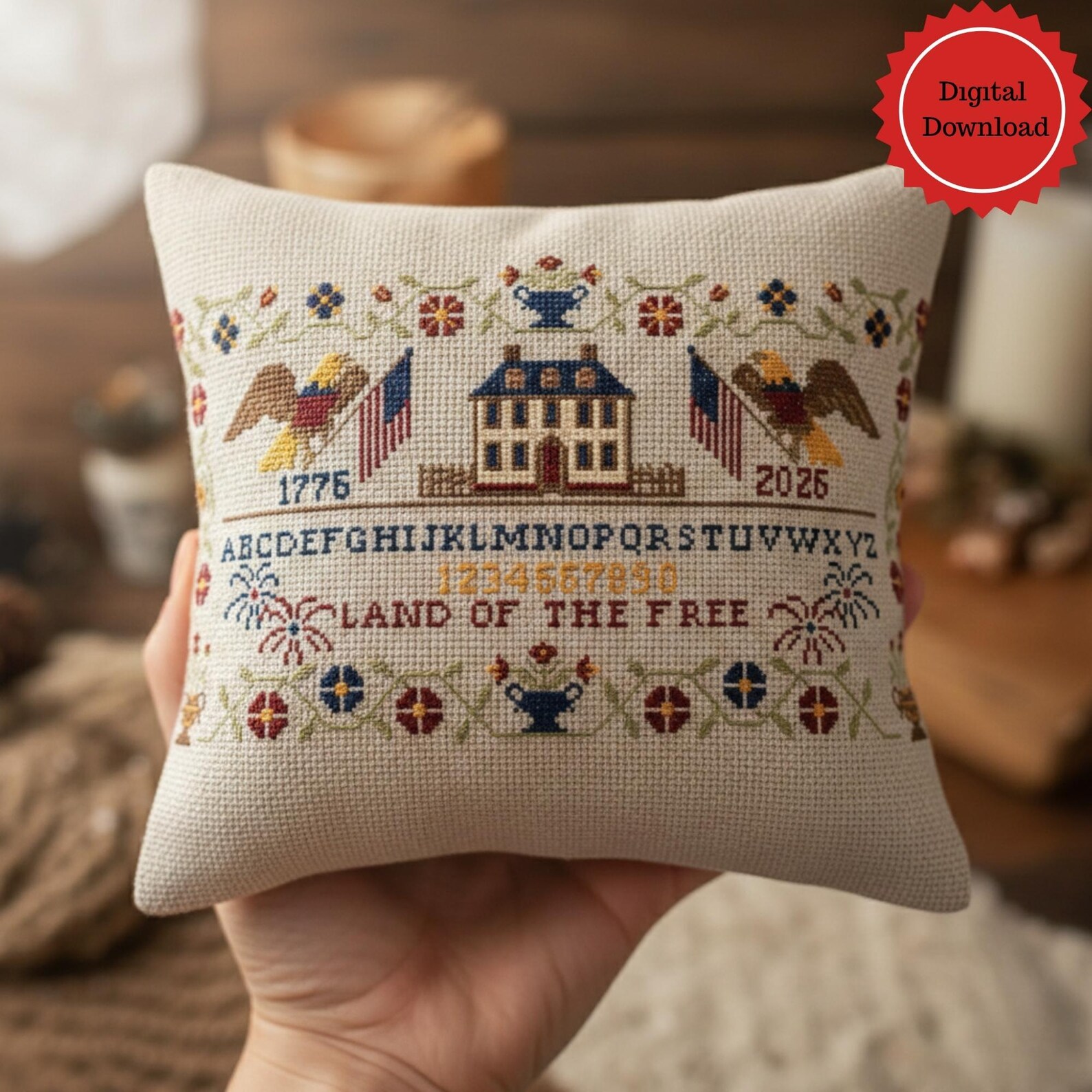 American 250th Anniversary Cross Stitch Pattern-patriotic 1776-land of ...